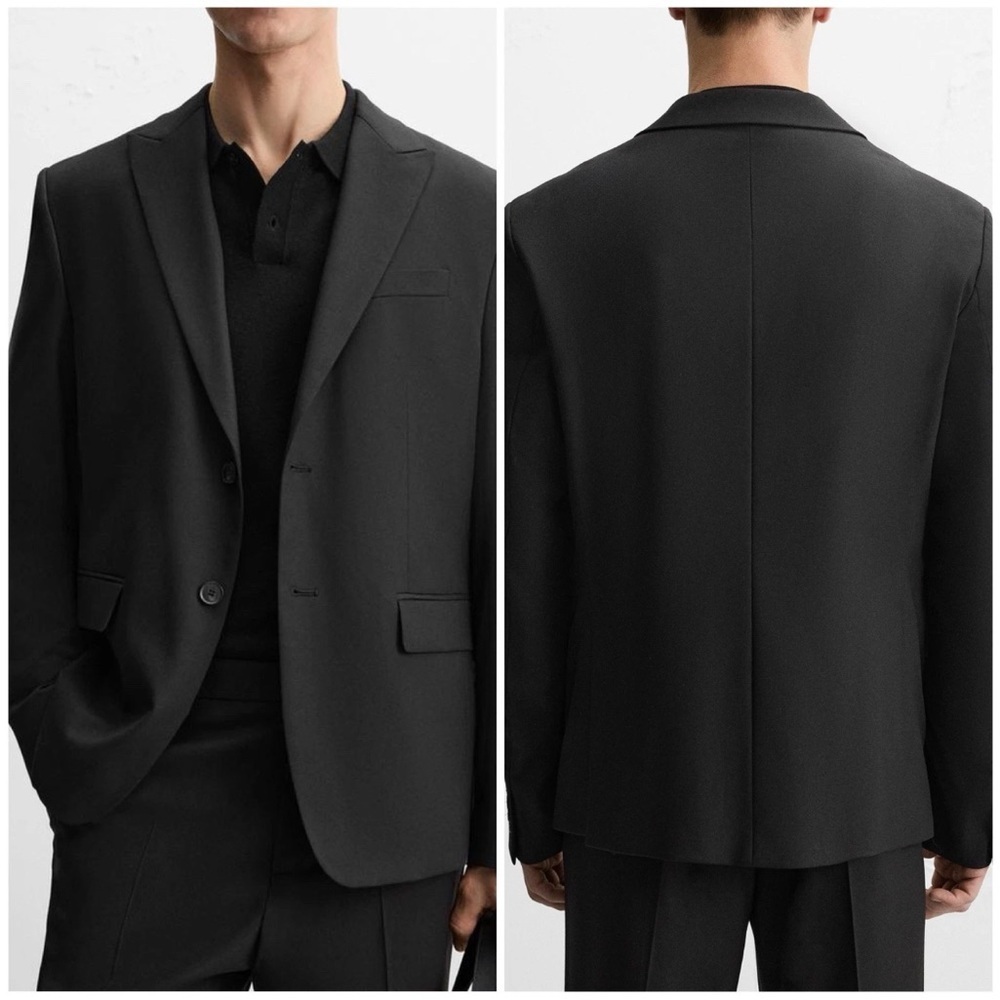 ZARA 2 Button Men’s 44 SLIM FIT Black Blazer Suit Jacket